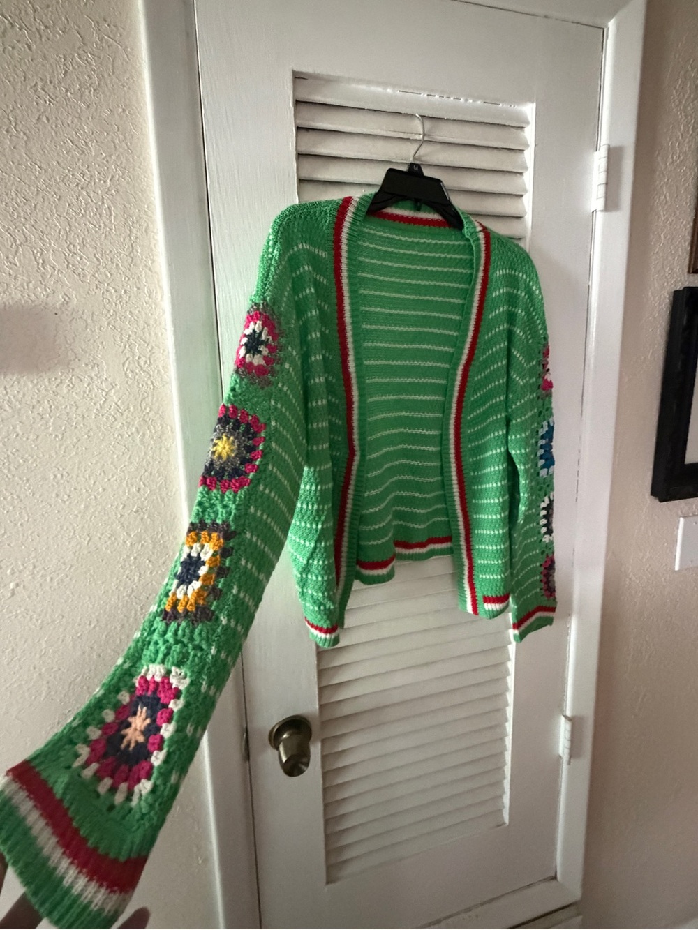 NWOT SHEIN Granny Square Sleeve Crochet Cardigan - Picture 6 of 8